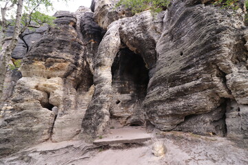 A massive sandstones at Tisa Rocks near Tisa, Czech republic