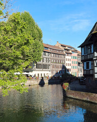 Obraz premium Houses called timber framing.in Strasbourg and ILL RIVER in the place called PETITE FRANCE