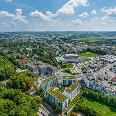 Ausblick auf Neu-Ulm, südliche Stadt im Bereich Vorfeld und Glacispark