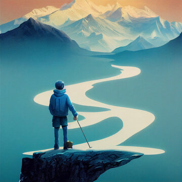 man on the top of the mountain