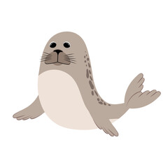 Ocean animal on a white background. Cute seal in flat style. 