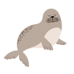 Seal in flat style. Illustration of a sea animal on a white background.
