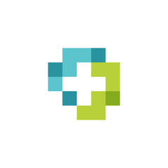 Obraz premium cross medical overlay logo design vector sign