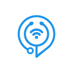 chat stethoscope logo design vector sign