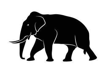 Set of vector silhouettes of elephants. Elephant in various poses-vector illustration