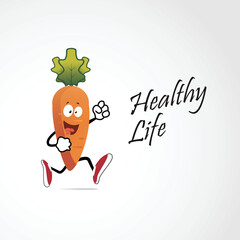 Running Carrot mascot caharacter logo design idea