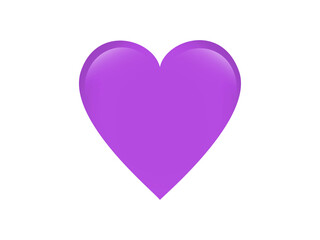 Classic love purple glossy heart icon on transparent background, used for expressions of love passion and romance