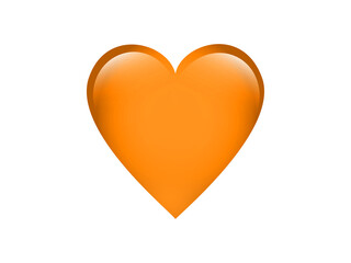 Classic love orange glossy heart icon on transparent background, used for expressions of love passion and romance