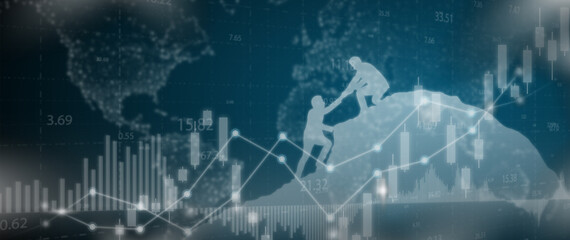 Finance and business economic background concept. Organization that drives results to success. Global stock market investment trading graph. 
Usable for banner, cover, and header.