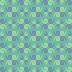 Seamless tile pattern in traditional style. Simple abstract spiral shapes. Flat vector graphics.