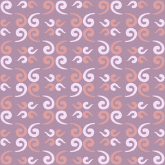 Seamless tile pattern in traditional style. Simple abstract spiral shapes. Flat vector graphics.