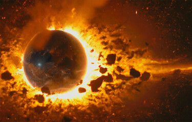 Naklejka premium Explosion of the planet