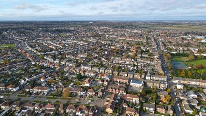 Hoddesdon Hertfordshire UK Aerial Drone view, houses and streets
