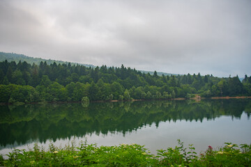 beautiful view of the Shaor reservoir in summer