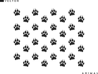Lion paw prints background. Isolated paw prints