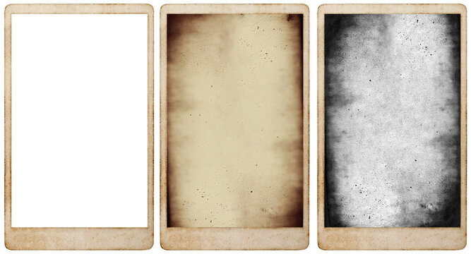 Vintage photo frame isolated Old sepia film texture with dust particles