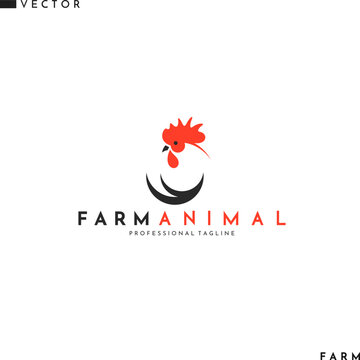 Abstract cock logo. Farm animal