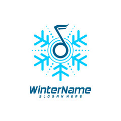 Winter Music logo template, Winter logo design vector