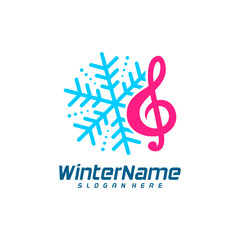 Winter Music logo template, Winter logo design vector