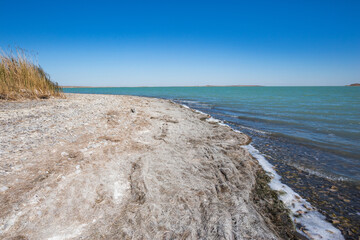 Lake Alakol autumn landscape. Kazakhstan