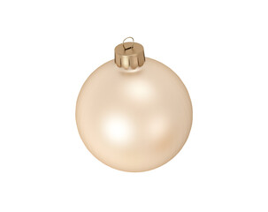 Isolated elegance golden Christmas decorative ball on transparent background