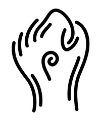 Line art with black decorative fist shape