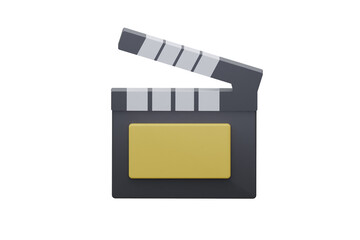 Clapboard icon isoled white backgroung. 3d rendering