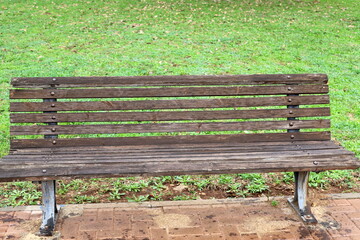 Bench for rest in a city park in Israel.