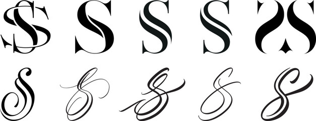 SS Monogram Logos - obrazy, fototapety, plakaty