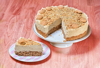 Fresh homemade cake on isolated background