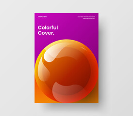 Simple 3D spheres corporate brochure illustration. Premium magazine cover A4 vector design template.