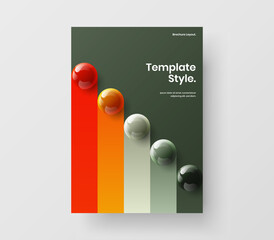 Geometric realistic spheres front page illustration. Original cover vector design layout.