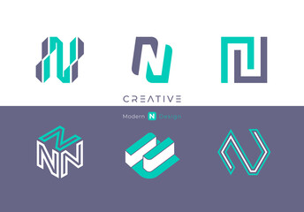 Letter N, modern alphabet, fonts, characters design, vector illustration.