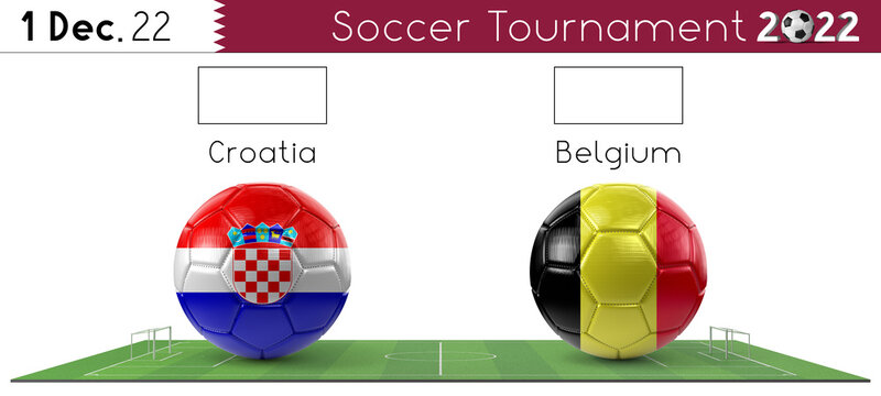 Croatia and Belgium soccer match - Tournament 2022 - 3D illustration