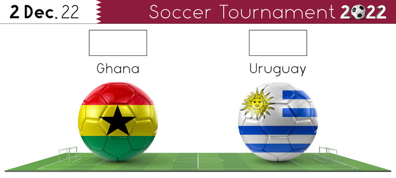 Ghana and Uruguay soccer match - Tournament 2022 - 3D illustration