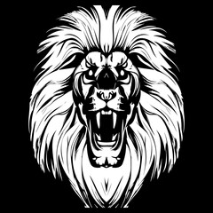 skull lion tattoo hand drawn vector clip art black and white