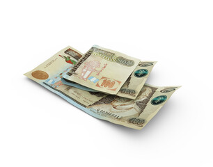 3D rendering of Double Guatemalan quetzal notes isolated on white background