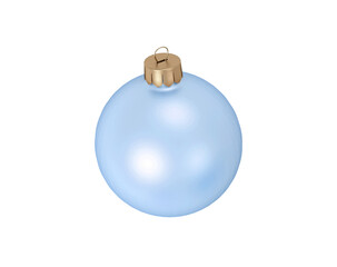 The isolated blue Christmas decorative ball on transparent background