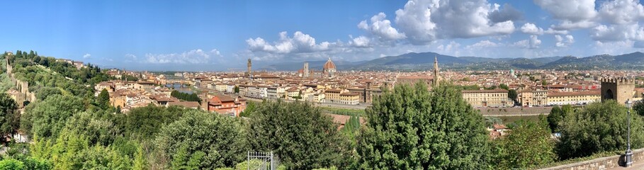 Fototapeta na wymiar Panoramic view of Florence, Italy from Piazza Michelangelo on sunny summer day