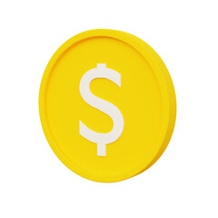 Render 3D Icon Yellow Coin. 