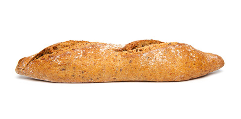 Whole grain bread on white background