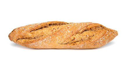 Whole grain bread on white background
