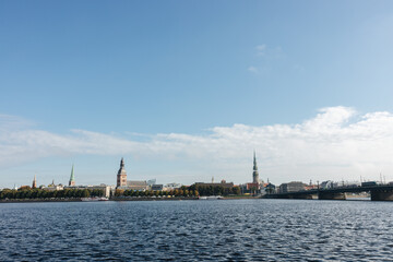 Riga old town. View over the city of Riga in Latvia