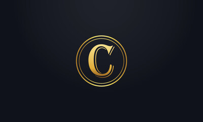 Circle icon letter and golden circle favicon vector and luxury golden symbol icon