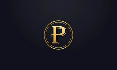 Circle icon letter and golden circle favicon vector and luxury golden symbol icon