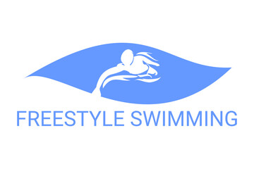 freestyle swimming sport vector line icon. sport pictogram, vector illustration.