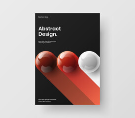 Isolated realistic balls company brochure layout. Modern catalog cover A4 vector design concept.