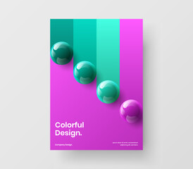 Bright 3D balls leaflet template. Colorful placard vector design layout.
