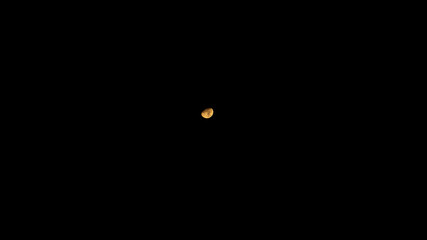 The orange moon in black sky. The half of orange moon on the clear black sky.