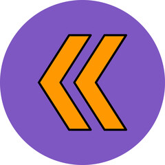 Left Chevron Multicolor Circle Filled Line Icon